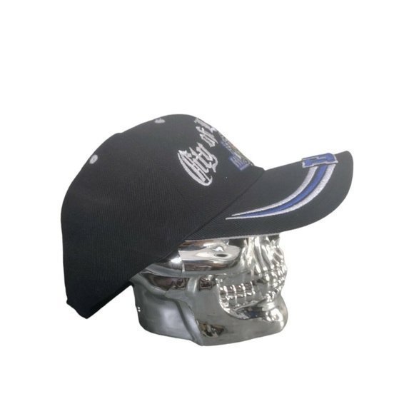 City of Los Angeles Olde English embroidered L.A  Black Strapback Baseball‎ Cap - Picture 3 of 7